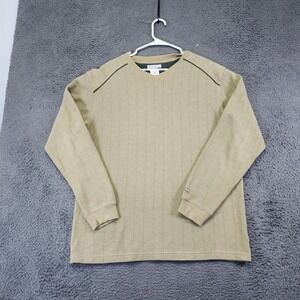 Columbia V-Neck Long Sleeve‎ Pullover Ribbed Knit Top Olive Green XL